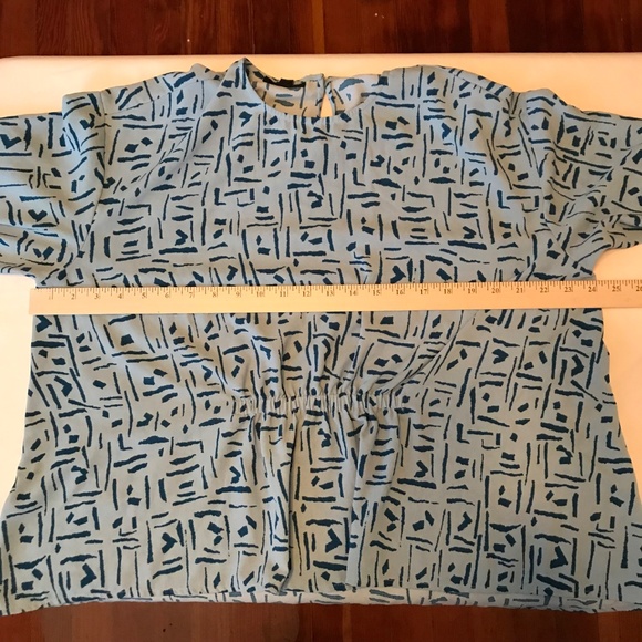 ALFANI Crew Neck Flare Long Sleeve Blouse Blue High Low Hem Women’s Plus Size 1X - Picture 11 of 16